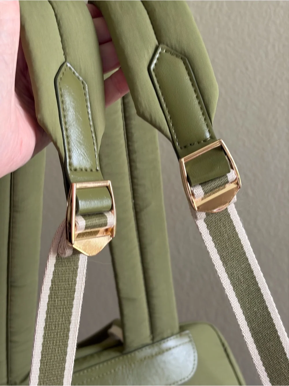 Universal Thread Olive Green Canvas Backpack with Cream Trim. NWT